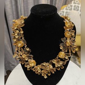 NWOT JCREW Floral glass/brass statement necklace